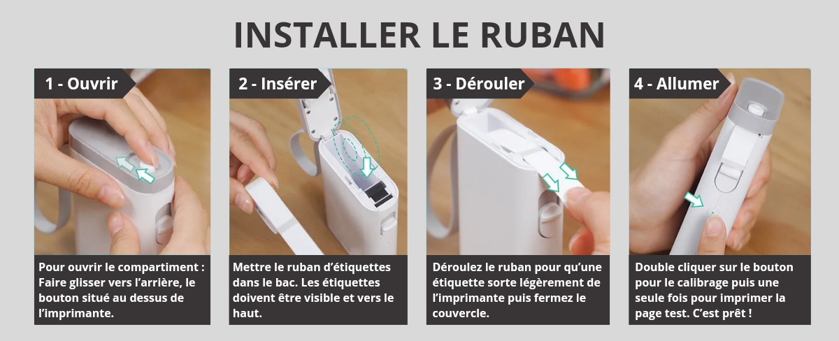 IMPRIMANTE D'ETIQUETTES PORTABLE P21 - SANS FIL - RUBAN ADHÉSIF BLANC, ÉCRITURE NOIRE - BLUETOOTH - ETIQUETEUSE ANDROID IOS